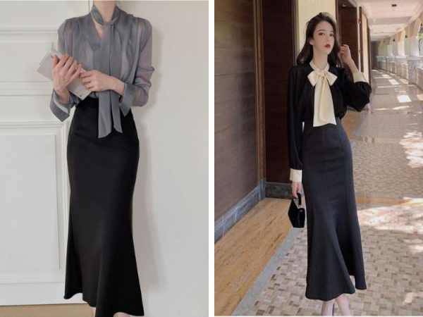 Chân váy đuôi cá mặc với áo gì để tôn dáng chuẩn sao Hàn